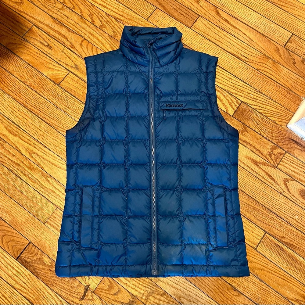Marmot Blue Down Zipper Vest